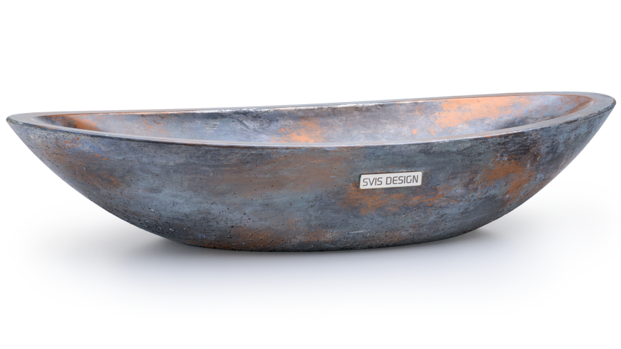 Umyvadlo 60 cm ORION BASIC - ALCHEMY modrá, černá a měděná, lak polomatný