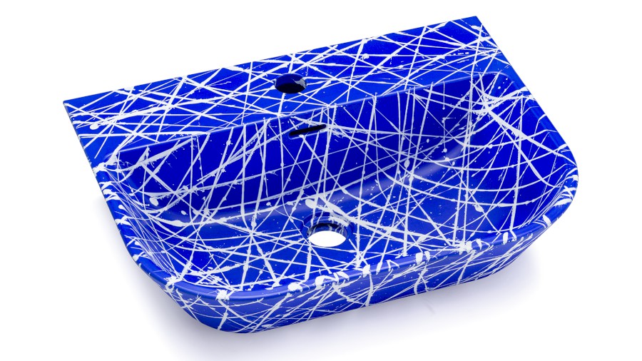 Umyvadlo 55 cm VELA BASIC - PUNK, modrá a bílá, lak mat