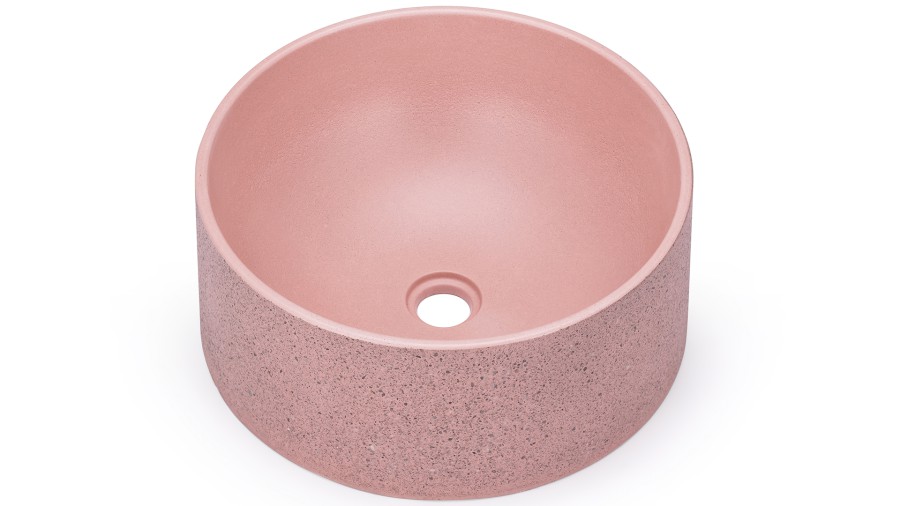 15098-umyvadlo_columba_sandblasted_verylightterracotta_01 Umyvadlo 40 cm COLUMBA SANDBLASTED - velmi světlá cihlově červená, bez dekoru, lak mat