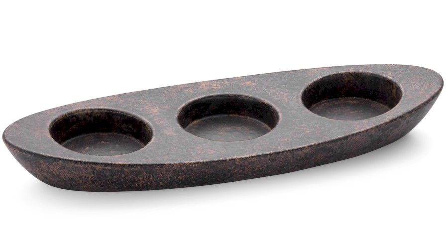 Svícen ORION BASIC na 3 svíčky - DARK STONE, modrá, okrová a černá, lak mat