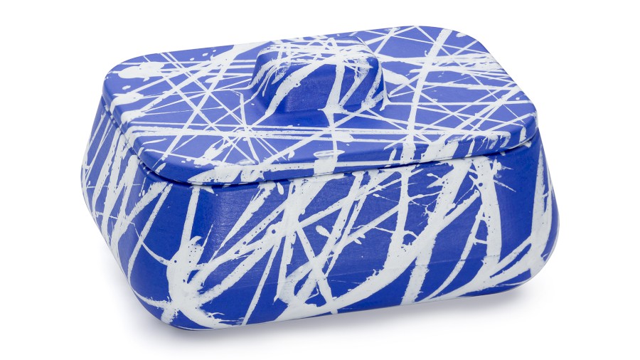 Box s víkem PERSEUS BASIC 001 - PUNK, modrá a bílá, lak mat