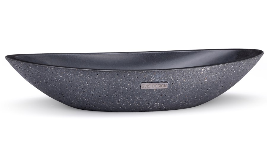 10235-umyvadlo_orion_sandblasted_verydarkgrey_01 Umyvadlo 60 cm ORION SANDBLASTED - velmi tmavá šedá, bez dekoru, lak mat