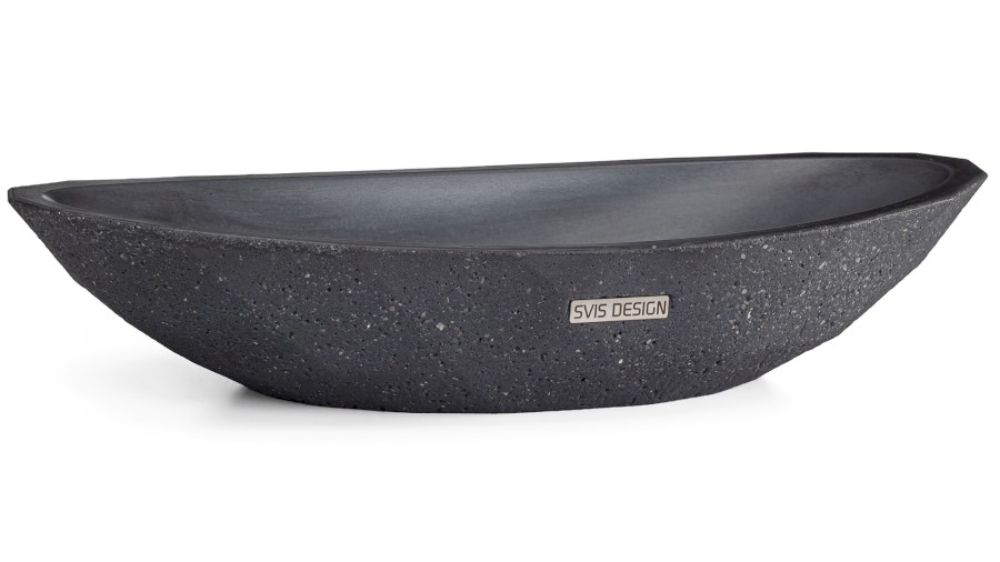 Umyvadlo 60 cm DIAMOND SANDBLASTED - velmi tmavá šedá, bez dekoru, lak mat