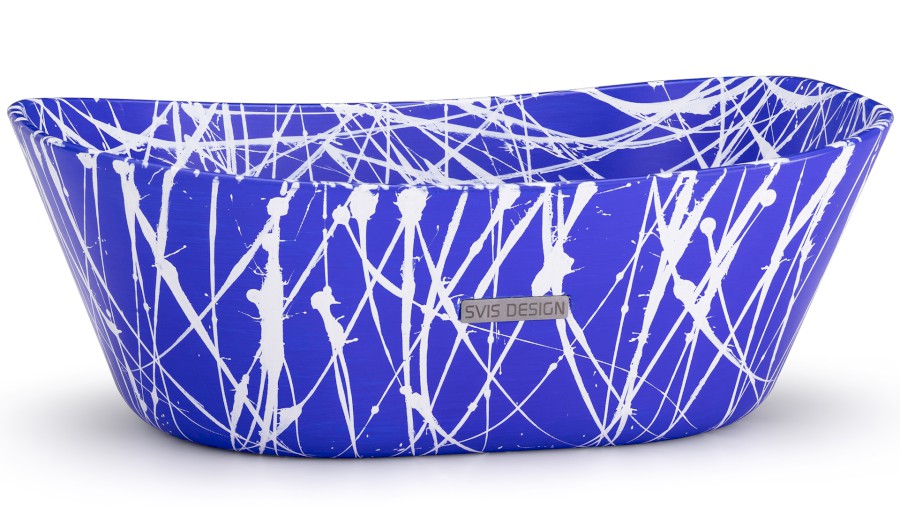 Umyvadlo 50 cm LIBRA BASIC - PUNK modrá a bílá, lak mat