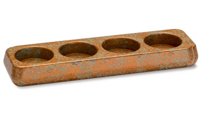 Svícen PERSEUS BASIC na 4 svíčky - SMOKED METAL, měděná a zelená, lak polomatný