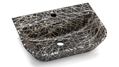 Umyvadlo 55 cm VELA BASIC - PUNK, černá a champagne, lak polomatný