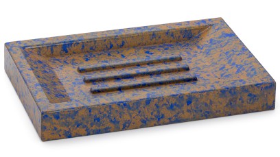 Mýdlenka 15 cm SIRIUS BASIC - GRANITE, modrá a okrová, lak polomatný