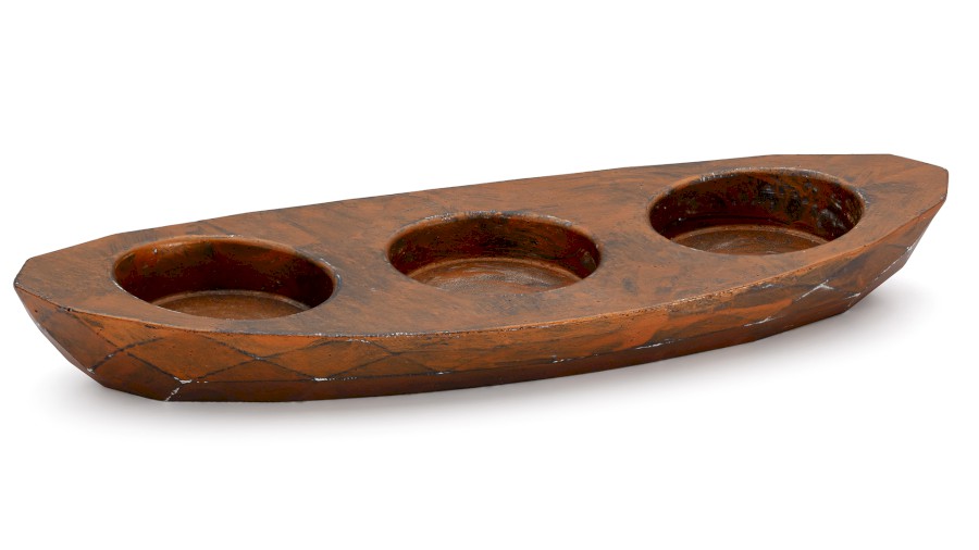 Svícen DIAMOND BASIC na 3 svíčky - natural, dekor AGED METAL, měděná a černá, lak mat