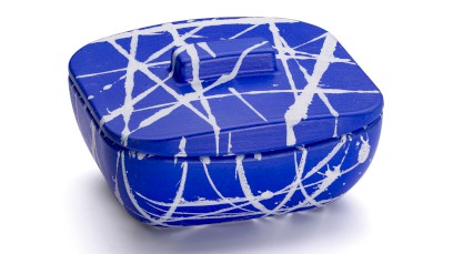 Box s víkem VIRGO BASIC 001 - PUNK, modrá a bílá, lak mat