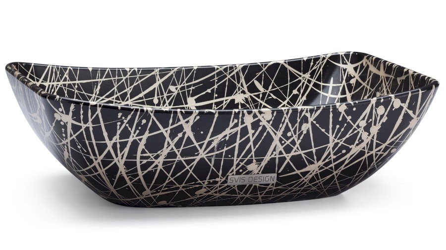 Umyvadlo 50 cm VIRGO BASIC - PUNK, černá a champagne, lak polomatný