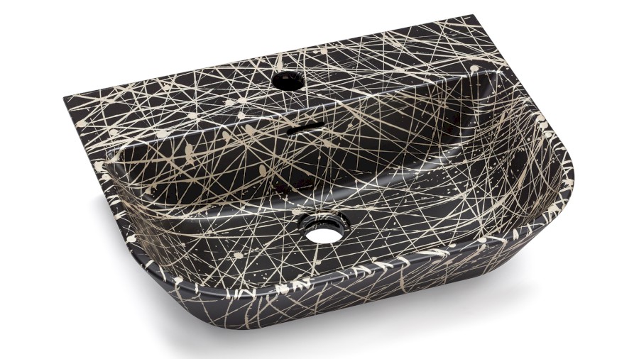 Umyvadlo 55 cm VELA BASIC - PUNK, černá a champagne, lak polomatný