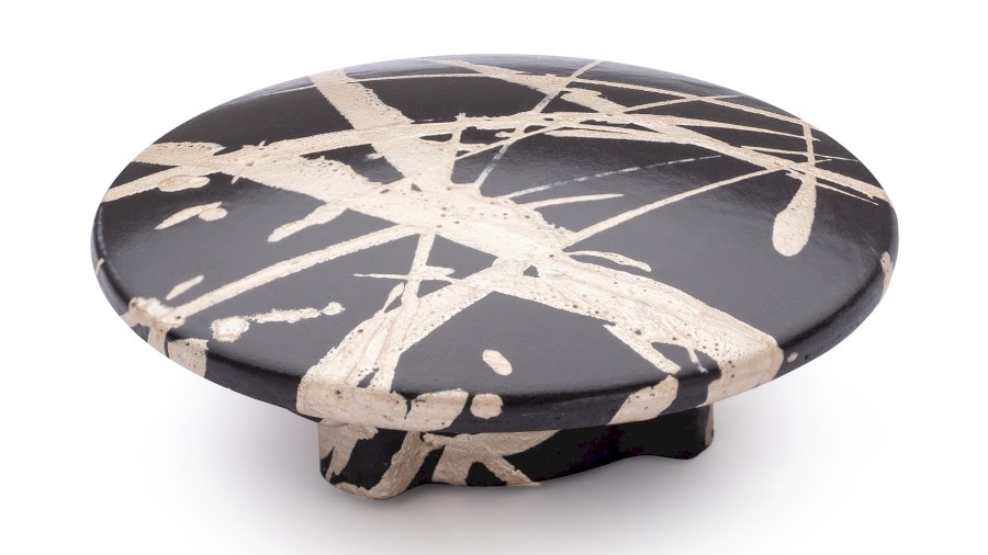 Vkládací krytka výpusti 65 mm - PUNK, černá a champagne, lak polomatný