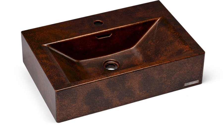 14855-umyvadlo_pyxis_basic_smokedmetal_copperandblack_01 Umyvadlo 60 cm PYXIS BASIC s přepadem, s otvorem pro baterii - SMOKED METAL, měděná a černá, lak polomatný