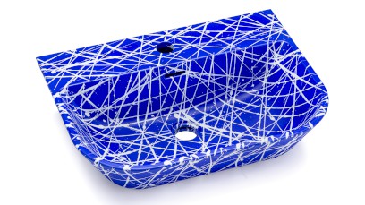 Umyvadlo 55 cm VELA BASIC - PUNK, modrá a bílá, lak mat