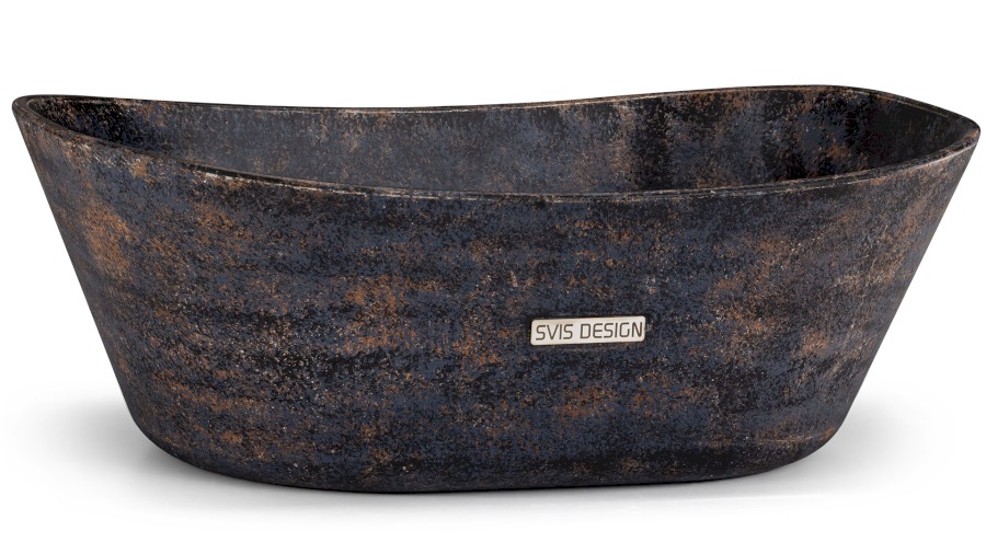 Umyvadlo 50 cm LIBRA BASIC - DARK STONE modrá, okrová a černá, lak mat