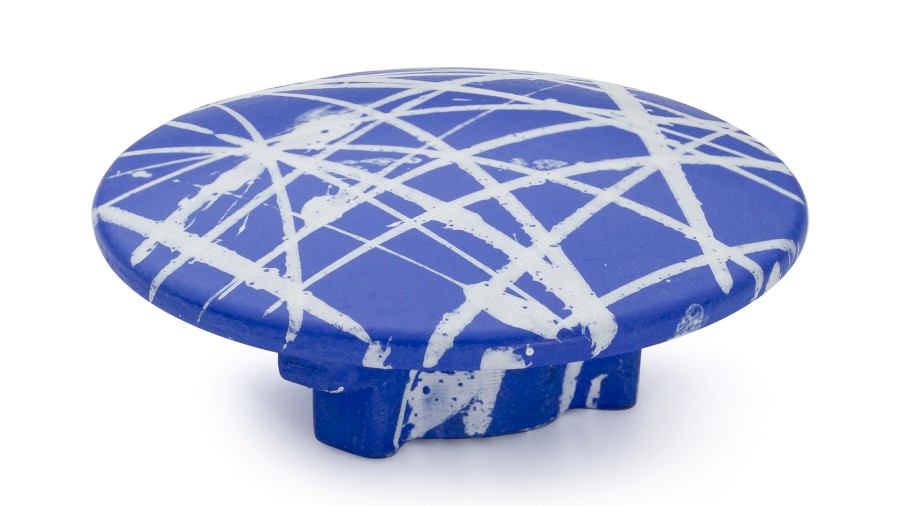 Vkládací krytka výpusti 65 mm - PUNK, modrá a bílá, lak mat