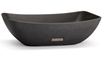 Umyvadlo 50 cm VIRGO SANDBLASTED - velmi tmavá šedá, bez dekoru, lak mat