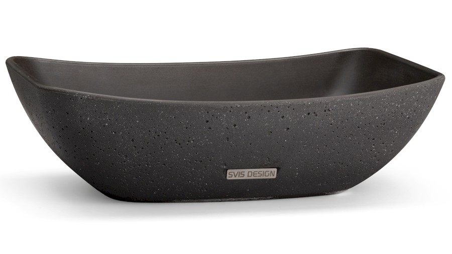 Umyvadlo 50 cm VIRGO SANDBLASTED - velmi tmavá šedá, bez dekoru, lak mat