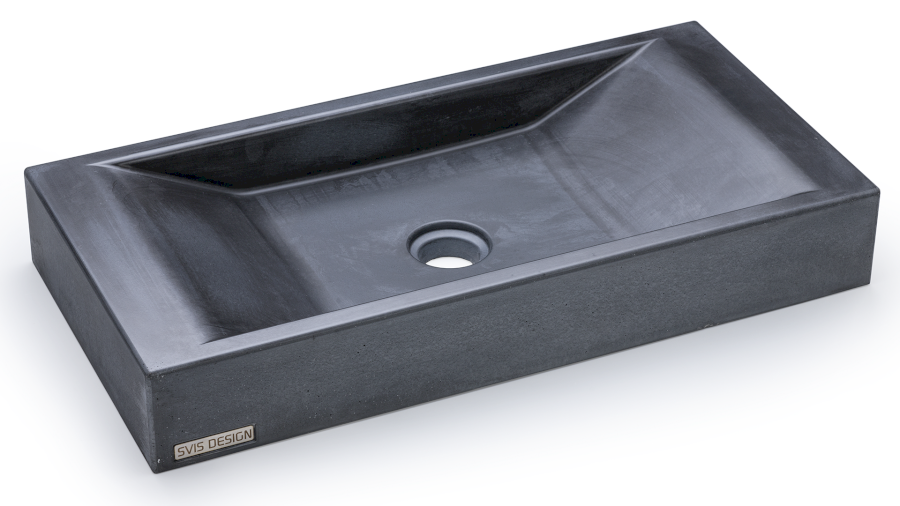 Umyvadlo 60 cm SIRIUS BASIC - velmi tmavá šedá, bez dekoru, lak mat
