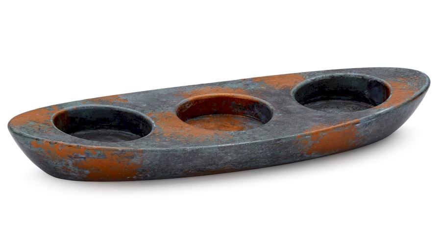 Svícen ORION BASIC na 3 svíčky - ALCHEMY, modrá, černá a měděná, lak polomatný