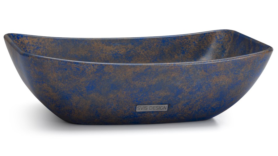 14966-umyvadlo_virgo_basic_granite_blueandocher_01 Umyvadlo 50 cm VIRGO BASIC - GRANITE, modrá a okrová, lak polomatný