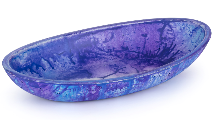 Miska betonová 19 cm ORION BASIC - přírodní, dekor FANTASIA fialová a modrá, lak mat