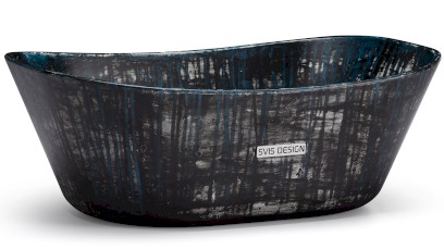 Umyvadlo 50 cm LIBRA BASIC - BLACKSMITH černá a modrá, lak mat