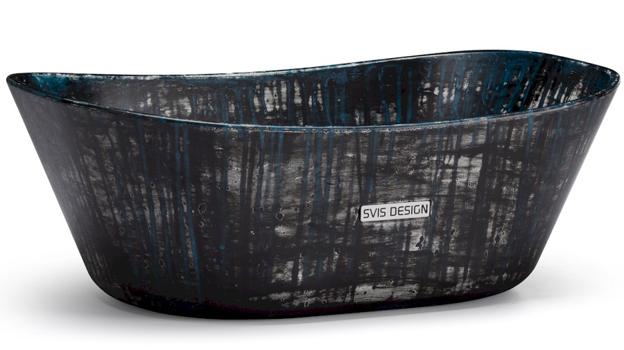 Umyvadlo 50 cm LIBRA BASIC - BLACKSMITH černá a modrá, lak mat