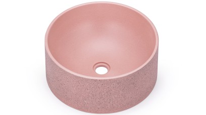 Umyvadlo 40 cm COLUMBA SANDBLASTED - velmi světlá cihlově červená, bez dekoru, lak mat