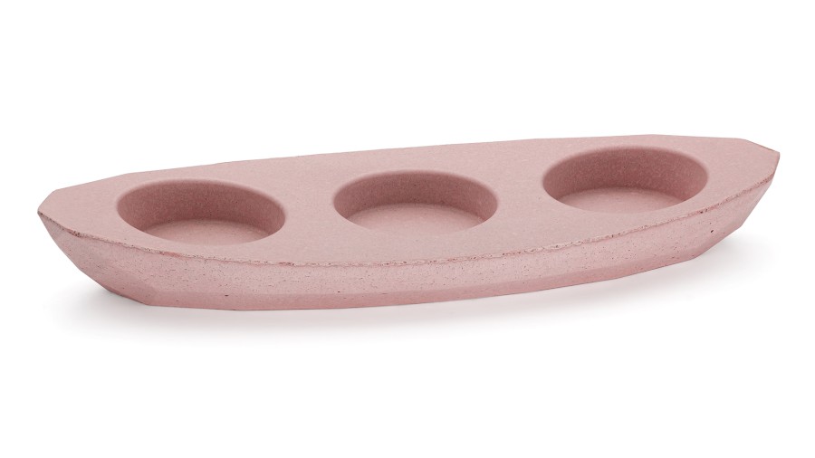 Svícen DIAMOND BASIC na 3 svíčky - velmi světlá cihlově červená, bez dekoru, lak mat