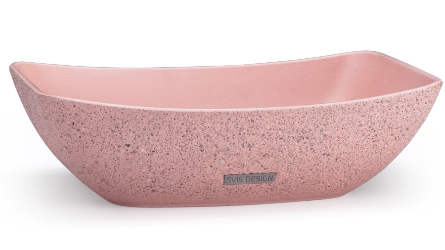 13570-umyvadlo_virgo_sandblasted_verylightterracotta_01 Umyvadlo 50 cm VIRGO SANDBLASTED - velmi světlá cihlově červená, bez dekoru, lak mat