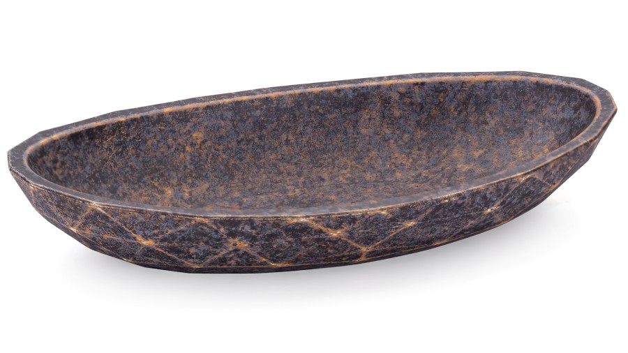 Miska 19 cm DIAMOND BASIC - DARK STONE modrá, okrová a černá, lak mat