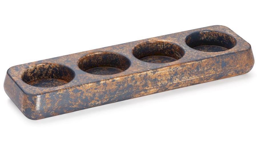 Svícen PERSEUS BASIC na 4 svíčky - GRANITE, modrošedá a okrová, lak polomatný