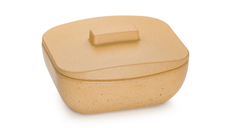 Box s víkem VIRGO BASIC 001 - tmavá žlutá, bez dekoru, lak mat