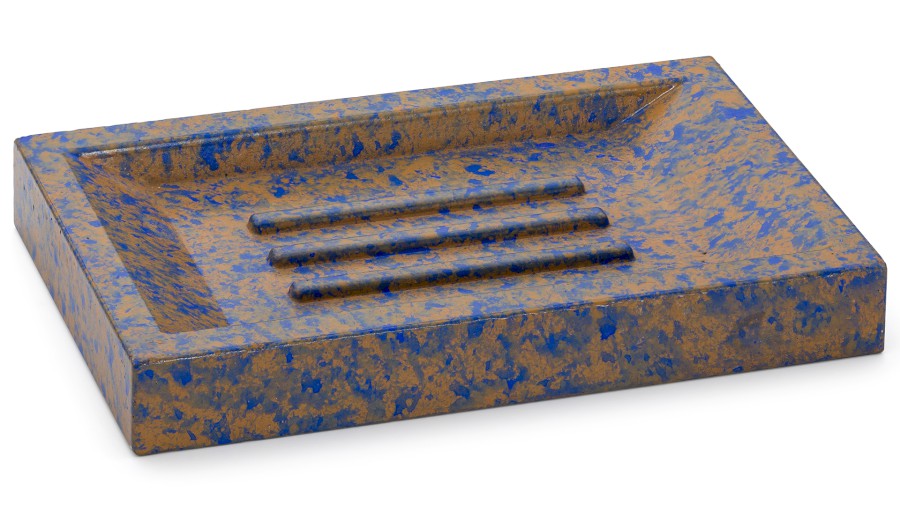 Mýdlenka 15 cm SIRIUS BASIC - GRANITE, modrá a okrová, lak polomatný