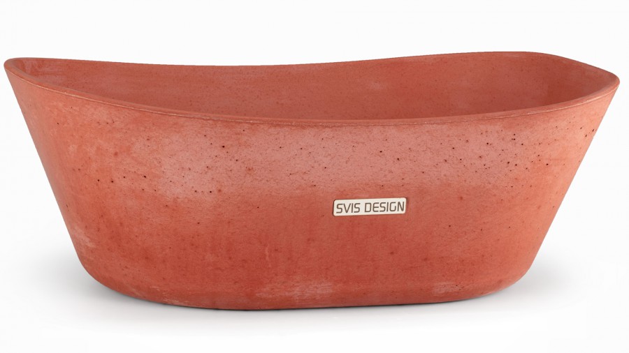 Umyvadlo 50 cm LIBRA BASIC - cihlově červená, bez dekoru, lak mat