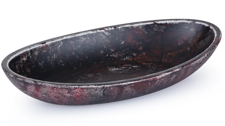 Miska betonová 19 cm ORION BASIC - přírodní, dekor BLACKSMITH černá a červená, lak mat
