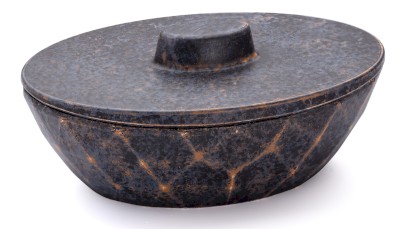 Box s víkem DIAMOND BASIC 001 - DARK STONE, modrá, okrová a černá, lak mat