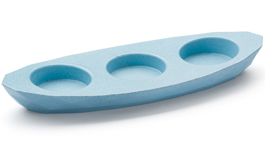 Svícen DIAMOND BASIC na 3 svíčky - střední kobaltově modrá, bez dekoru, lak mat