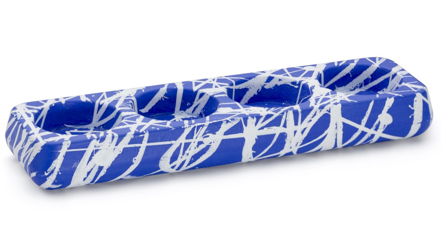 Svícen PERSEUS BASIC na 4 svíčky - PUNK, modrá a bílá, lak mat