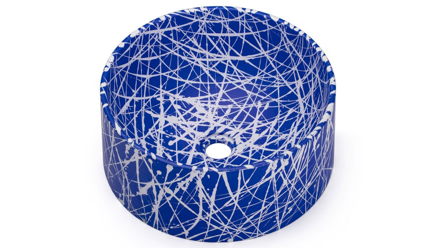 Umyvadlo 40 cm COLUMBA BASIC - PUNK modrá a bílá, lak mat