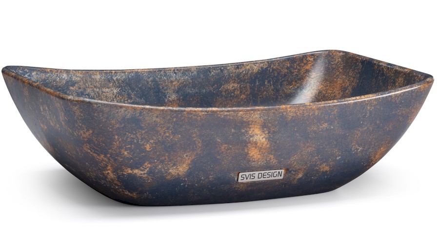 13626-umyvadlo_virgo_basic_granite_blue_greyandocher_01 Umyvadlo 50 cm VIRGO BASIC - GRANITE, modrošedá a okrová, lak polomatný