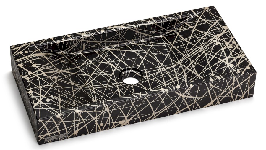 Umyvadlo 60 cm SIRIUS BASIC - PUNK, černá a champagne, lak polomatný