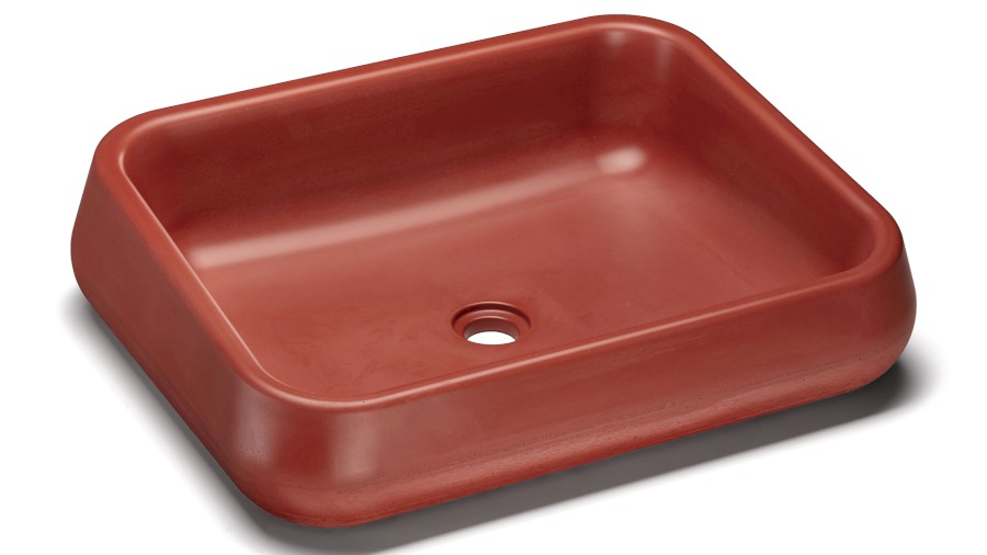 Umyvadlo 60 cm PERSEUS BASIC - cihlově červená, bez dekoru, lak mat