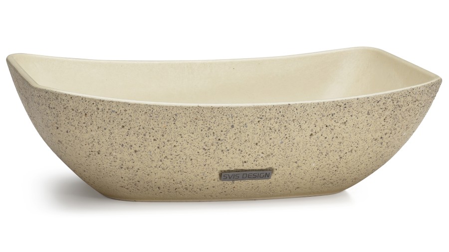 Umyvadlo 50 cm VIRGO SANDBLASTED - světlá žlutá, bez dekoru, lak mat