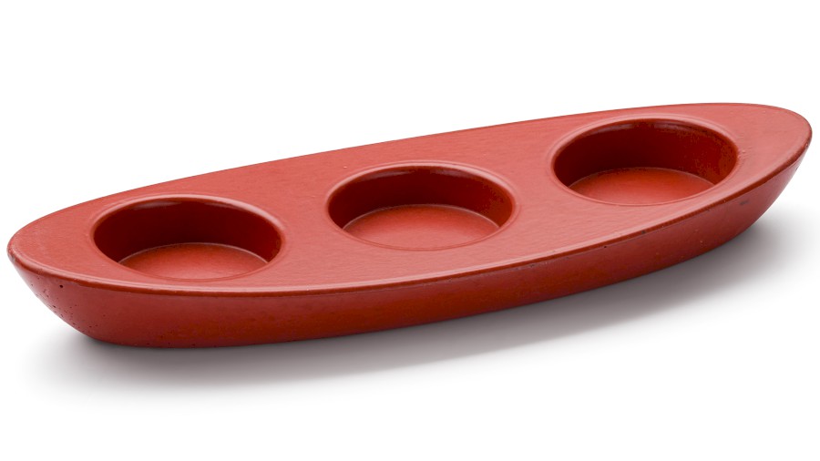 Svícen ORION BASIC na 3 svíčky - cihlově červená, bez dekoru, lak mat