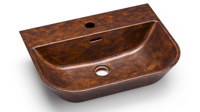 Umyvadlo 55 cm VELA BASIC - SMOKED METAL, měděná a černá, lak polomatný