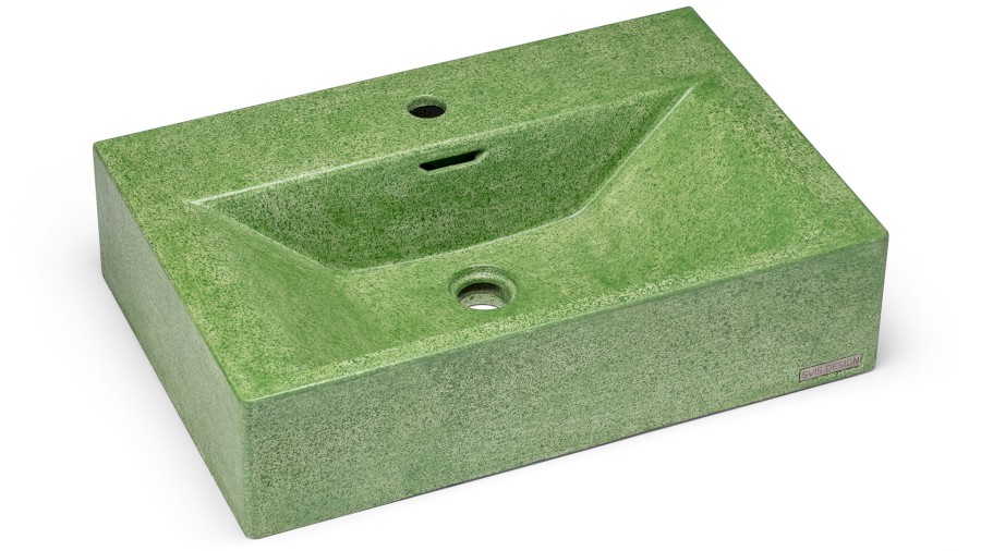 14937-umyvadlo_pyxis_basic_splash_green_01 Umyvadlo 60 cm PYXIS BASIC s přepadem, s otvorem pro baterii - SPLASH, zelená, lak mat