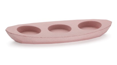 Svícen DIAMOND BASIC na 3 svíčky - velmi světlá cihlově červená, bez dekoru, lak mat