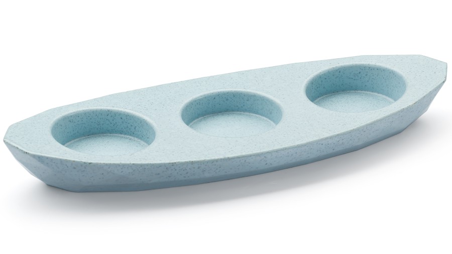 Svícen DIAMOND BASIC na 3 svíčky - velmi světlá kobaltově modrá, bez dekoru, lak mat